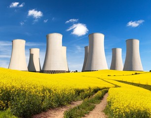 rapesed field nuclear power plant cooling tower