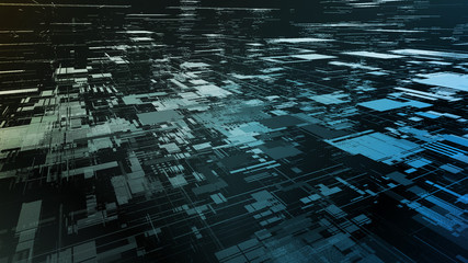  - abstract technology city background created from geometric rectangle shapes and dot lines. for hi te