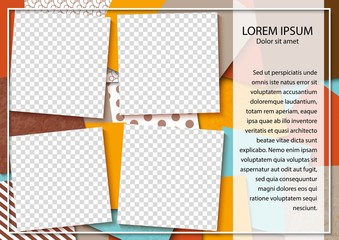 Wall Mural - Template for photo collage in modern style. Frames for clipping masks is in the vector file. Template for a photo album with square shapes frames