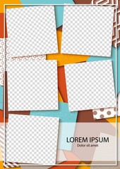 Wall Mural - Template for photo collage in modern style. Frames for clipping masks is in the vector file. Template for a photo album with square shapes frames