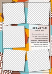 Wall Mural - Template for photo collage in modern style. Frames for clipping masks is in the vector file. Template for a photo album with square shapes frames