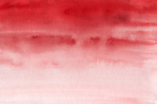 Red Ink And Watercolor Textures On White Paper Background. Paint Leaks And Ombre Effects. Hand Painted Abstract Image.