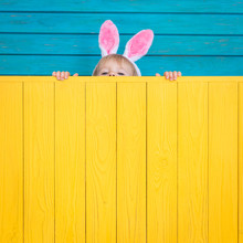 Funny Kid Wearing Easter Bunny