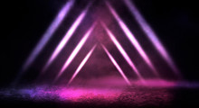 Neon Lights Background. Violet Background With Smoke, Neon Light.