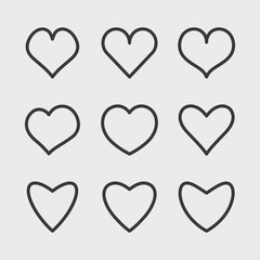 Aufkleber - Vector linear hearts icons set. Simple symbols for your design.