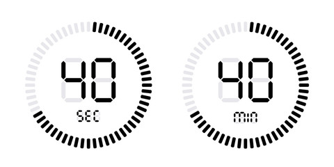 timer countdown with minutes and seconds icons