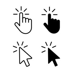 Poster - Set of Hand Cursor icons click and Cursor icons click. Isolated on White background
