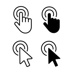 Poster - Set of Hand Cursor icons click and Cursor icons click. Isolated on White background