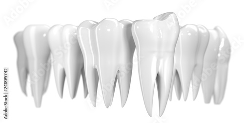 Tooth Banner Isolated On White Background Healthy Teeth Icon 3d
