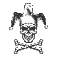 Vintage Monochrome Jester Skull
