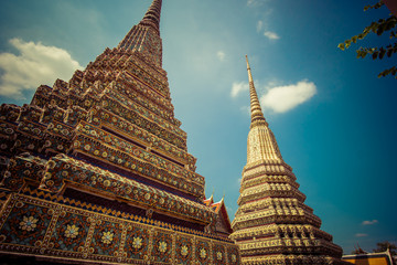 Stupas and Pagoda in Wat Pho temple in Bangkok