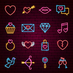 Sticker - Love Valentine Neon Icons