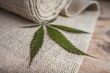 Fabric made from hemp .  cannabis product