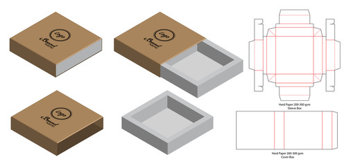box packaging die cut template design. 3d mock-up