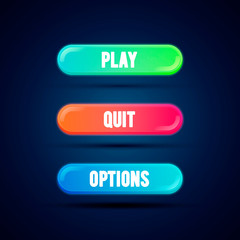 Aufkleber - Vector illustration game UI set of buttons. GUI to build games. Modern flat gradient coloful button for mobile, web or video games.