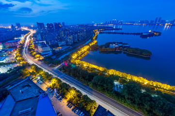 Aerial view of city night