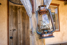 Antique Rusty Lantern Hanging Outdoors