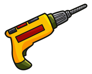 Wall Mural - Cute and funny yellow drill ready to use - vector.