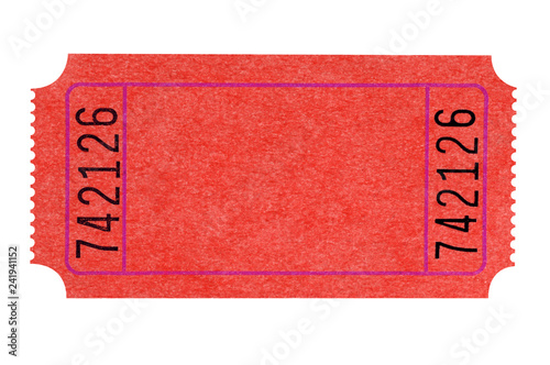 Cuadros en Lienzo Blank red theater ticket isolated on white