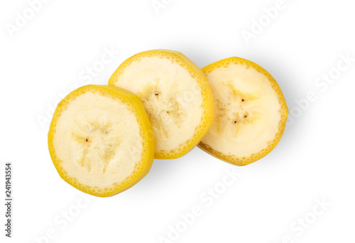 Fotomural banana slice isolated on white background. top view