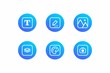 © dmitrey - Work icons for everyday needs. Round blue background with square sign. Icons for the application, web pages and corporate identity.