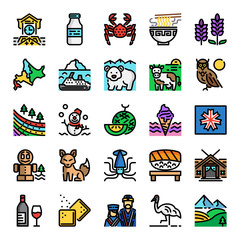 hokkaido pixel perfect color line icons