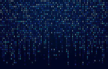 Poster - binary code stream. digital data codes, hacker coding and crypto matrix numbers flow. digitally blue