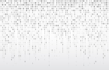 digital binary code. computer matrix data falling numbers, coding typography and codes stream gray v