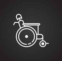 Wall Mural - Wheelchair icon on black background for graphic and web design, Modern simple vector sign. Internet concept. Trendy symbol for website design web button or mobile app