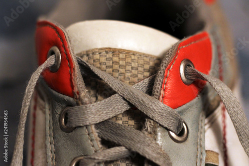 The laces on sneakers so close Tableau sur Toile
