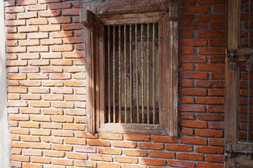 Sticker - old wooden window on a wall