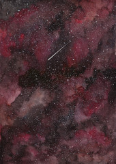 Wall Mural - red black galaxy watercolor background