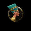 Nefertiti handmade brooch isolated ob black