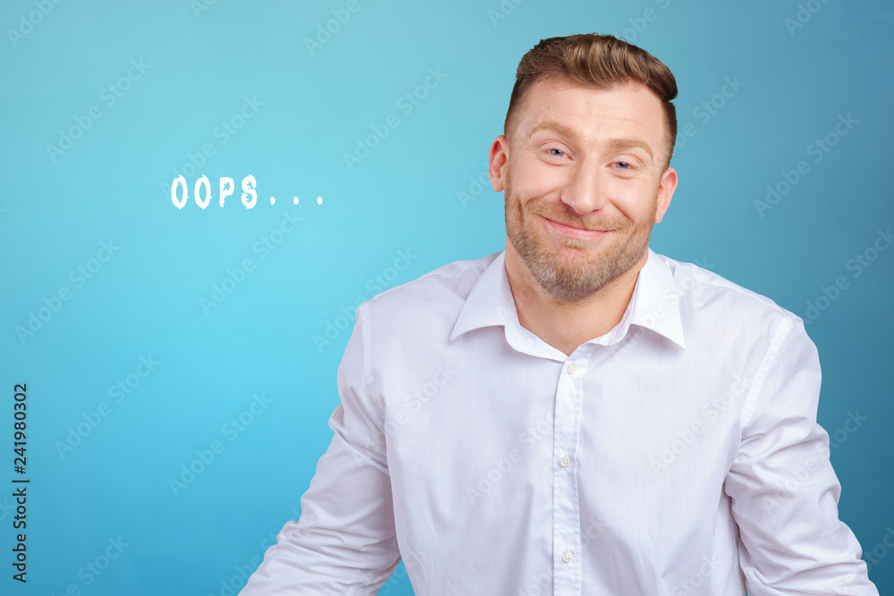 Closeup portrait young funny looking man