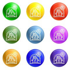 Poster - Smart house protect icons vector 9 color set isolated on white background for any web design 