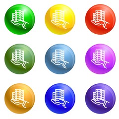 Poster - Bribery money give icons vector 9 color set isolated on white background for any web design 