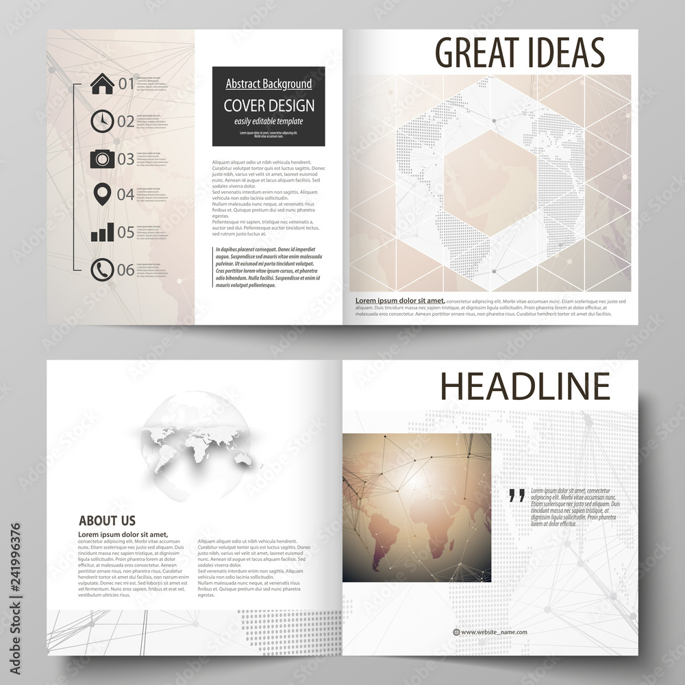The vector illustration of the editable layout of two covers templates