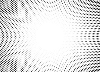 Wall Mural - halftone circle frame horizontal background. black circular border using halftone dots texture. vect