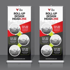 roll up banner design template, vertical, abstract background, pull up design, modern x-banner, rect
