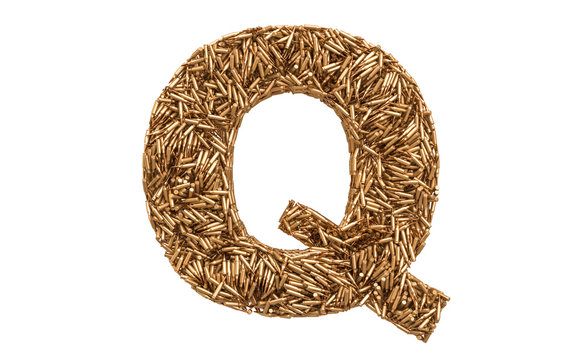 Letter Q from bullets, 3D rendering
