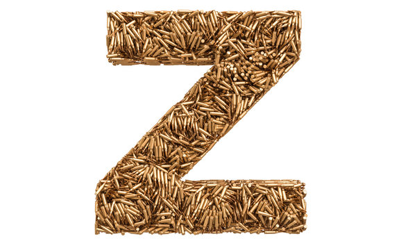 Letter Z from bullets, 3D rendering