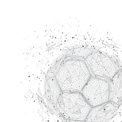 Wall Mural - soccer ball in a modern abstract style. breaks up and flies crashing the background.