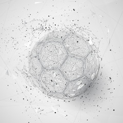 Wall Mural - soccer ball in a modern abstract style. breaks up and flies crashing the background.