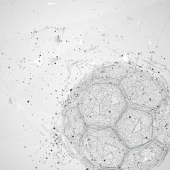 Wall Mural - soccer ball in a modern abstract style. breaks up and flies crashing the background.