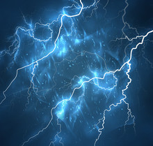 A Bright Lightning In The Dark Sky. Vector Image