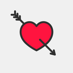 Aufkleber - Red heart with Cupid's Arrow. Vector icon for your design.