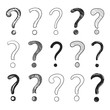 Vector Doodle Hand Drawn Question Marks Set Isolated Black Drawings.
