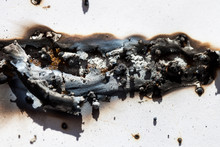 Close Up Of Burned/ Charred Paper From Intense Heat With Details