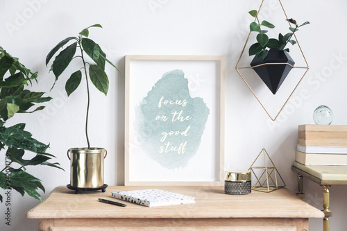 Retro And Minimalistic Interior With Mock Up Photo Frame On