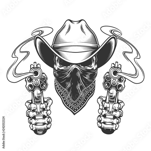 Cowboy skull with scarf on face